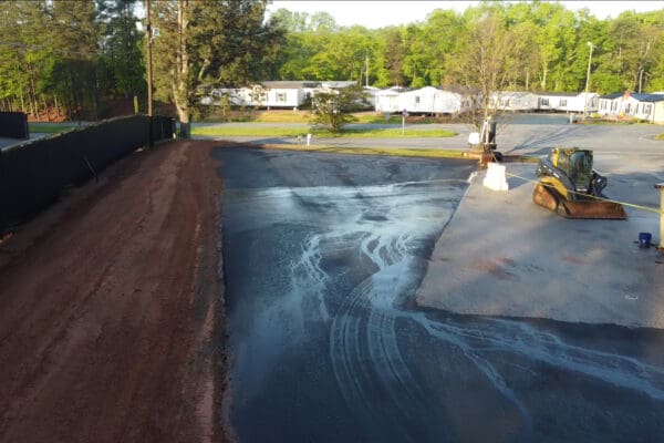 Aerial drone view of the completed Xytel Corporation industrial facility in Roebuck, SC, showcasing sitework including demolition, grading, utilities, stormwater systems, erosion control, and paving by S3 Construction